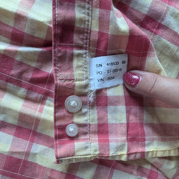 Cutter & Buck Chambray Short Sleeve Shirt Red & Yellow Plaid Mens XL 100% Cotton - Picture 6 of 16